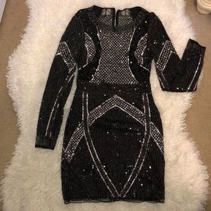 Gianna Bini Back Metallic Beaded Mini Dress